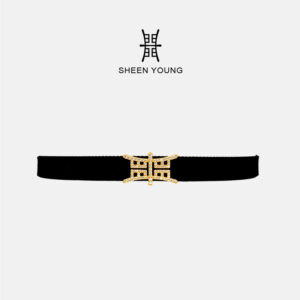 SHEEN YOUNG Diamond-Studded Black Velvet Gold Choker • Luxury Clavicle Chain Necklace